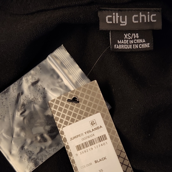 City Chic Mock Neck Collar Long Sleeve Stretch Knit Tunic Sweater Black 14 NWT - Picture 9 of 10